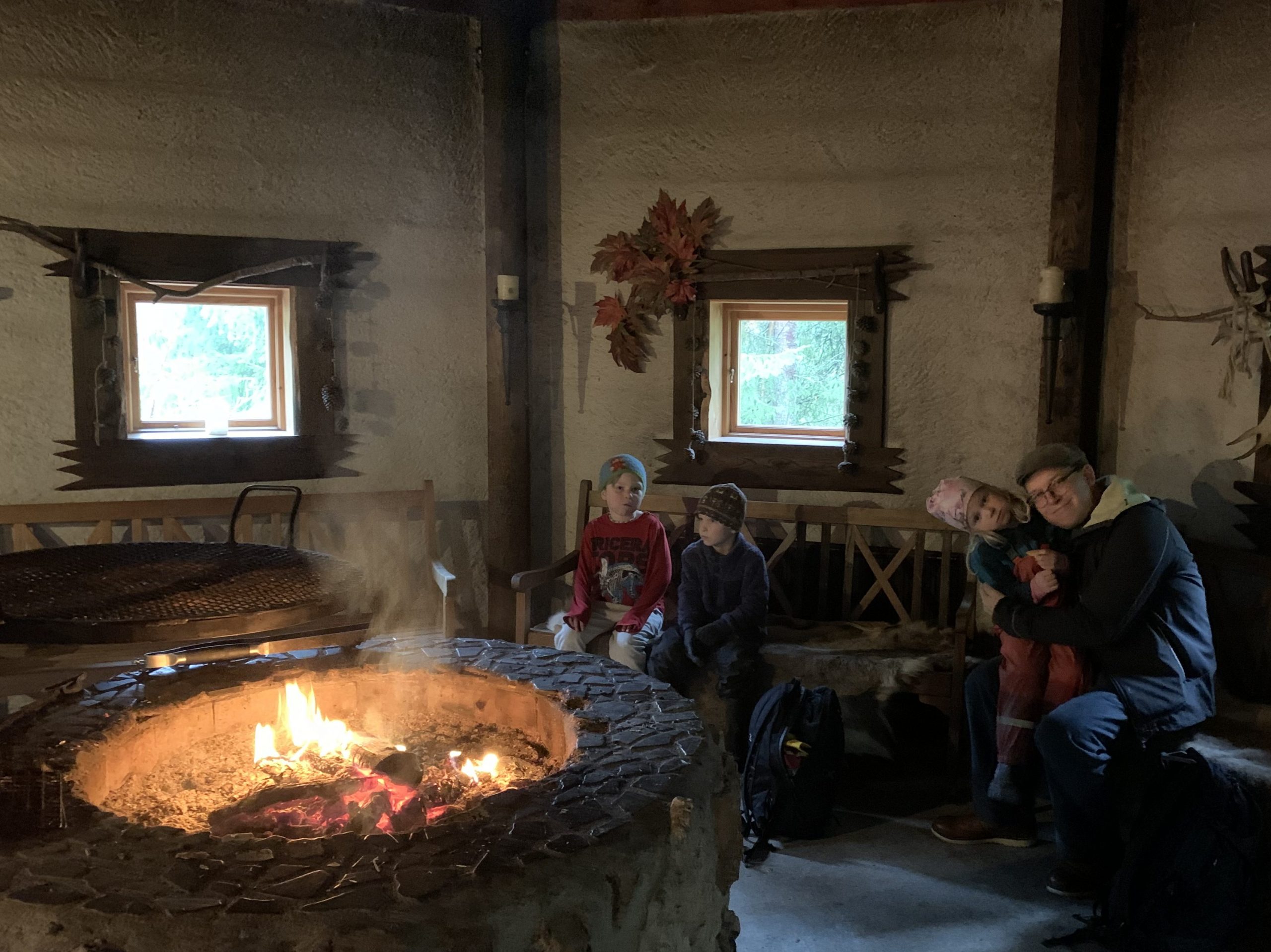 The seating and grill inside the Trolls' cottage